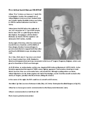A preview of a PDF biography for Watson, Arthur David